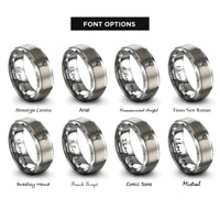 font options for inside engraving on gray gimbal stabilizer rings
