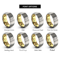 font options for inside engraving on gold & gray gingerbread cutter rings