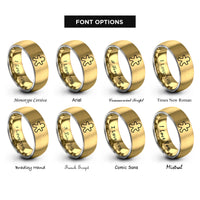 font options for inside engraving on gold & gray gingerbread cutter rings