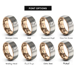 font options for inside engraving on rose gold & grey gingerbread cutter rings