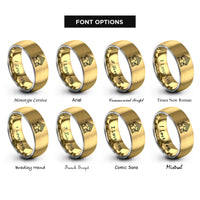 font options for inside engraving on gold & gray gingerbread house rings