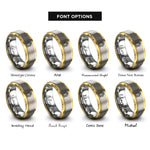 font options for inside engraving on gold & grey gingerbread house rings