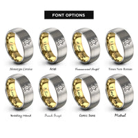 font options for inside engraving on gold & silver gingerbread man rings