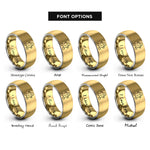font options for inside engraving on gold & silver gingerbread man rings