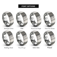 font options for inside engraving on grey gingerbread man rings