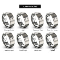 font options for inside engraving on gray gingerbread man rings