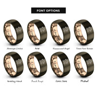 font options for inside engraving on gunmetal & rose gold gingerbread man rings