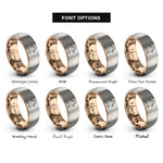 font options for inside engraving on rose gold & silver gingerbread man rings
