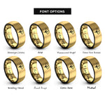 font options for inside engraving on black & gold ginkgo leaf rings