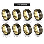 font options for inside engraving on gunmetal & gold ginkgo leaf rings