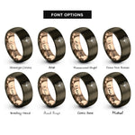 font options for inside engraving on gunmetal & rose gold ginkgo leaf rings