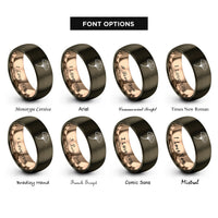 font options for inside engraving on gunmetal & rose gold ginkgo leaf rings