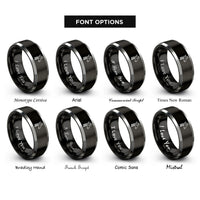 font options for inside engraving on black & grey giraffe rings