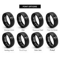 font options for inside engraving on black giraffe rings