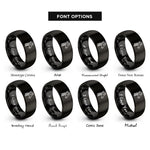 font options for inside engraving on black giraffe rings