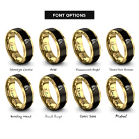 font options for inside engraving on black & gold giraffe nuzzle rings