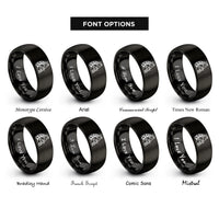 font options for inside engraving on black giraffe nuzzle rings
