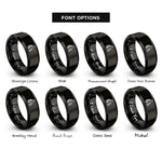 font options for inside engraving on black giraffe nuzzle rings