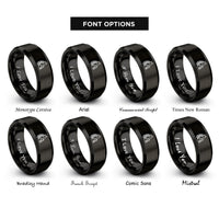 font options for inside engraving on black giraffe nuzzle rings