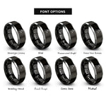 font options for inside engraving on black & grey giraffe silhouette rings