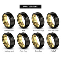 font options for inside engraving on black & gold giraffe touch rings