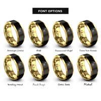 font options for inside engraving on black & gold giraffe touch rings