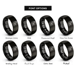 font options for inside engraving on black giraffe touch rings