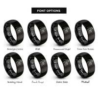 font options for inside engraving on black giraffe touch rings