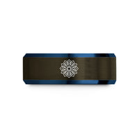 romantic presents for girlfriend – gunmetal & blue tungsten crown chakra sahasrara wedding band