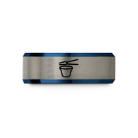 custom engraved presents – blue & gray tungsten crucible tongs wedding band