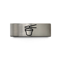 custom engraved presents – blue & gray tungsten crucible tongs wedding band