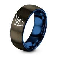 Girlfriend Birthday Gifts Ideas – gunmetal & blue tungsten crucible tongs ring