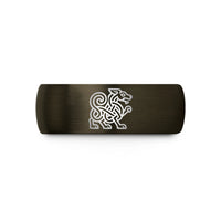 thoughtful presents for couples – gunmetal & black tungsten jelling beast motif wedding band