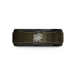 thoughtful presents for couples – gunmetal & black tungsten jelling beast motif wedding band