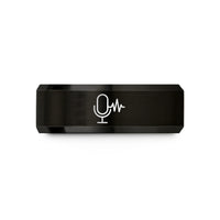 unique birthday present – black tungsten sound wave wedding band