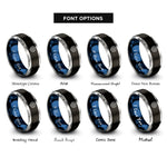 font options for inside engraving on black & blue & gray glacier fissures rings