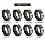font options for inside engraving on black & silver glacier fissures rings