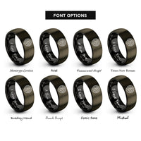 font options for inside engraving on gunmetal & black glacier fissures rings