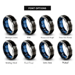font options for inside engraving on black & blue & silver glacier icon rings