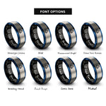 font options for inside engraving on black & blue & silver glacier icon rings