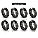font options for inside engraving on black & grey glacier mountain goat rings