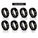font options for inside engraving on black glacier mountain goat rings