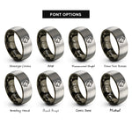font options for inside engraving on gunmetal & silver glacier mountain goat rings