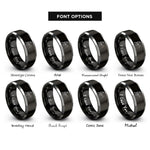 font options for inside engraving on black & gray glacier team rings