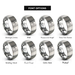 font options for inside engraving on gray glacier team rings