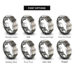 font options for inside engraving on gray glacier team rings