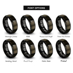 font options for inside engraving on gunmetal & black glacier team rings