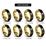 font options for inside engraving on black & gold glass notes rings