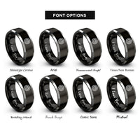 font options for inside engraving on black & gray glass notes rings