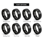 font options for inside engraving on black glass notes rings